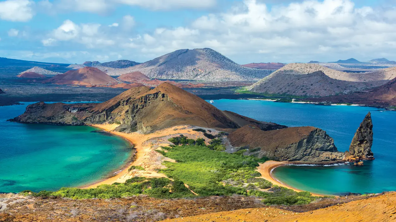 Volcanic islands and turquoise coastal water